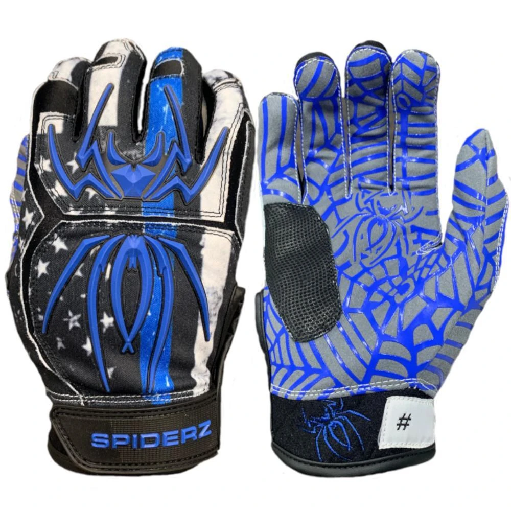 2022 Spiderz HYBRID Batting Gloves: Blue Line