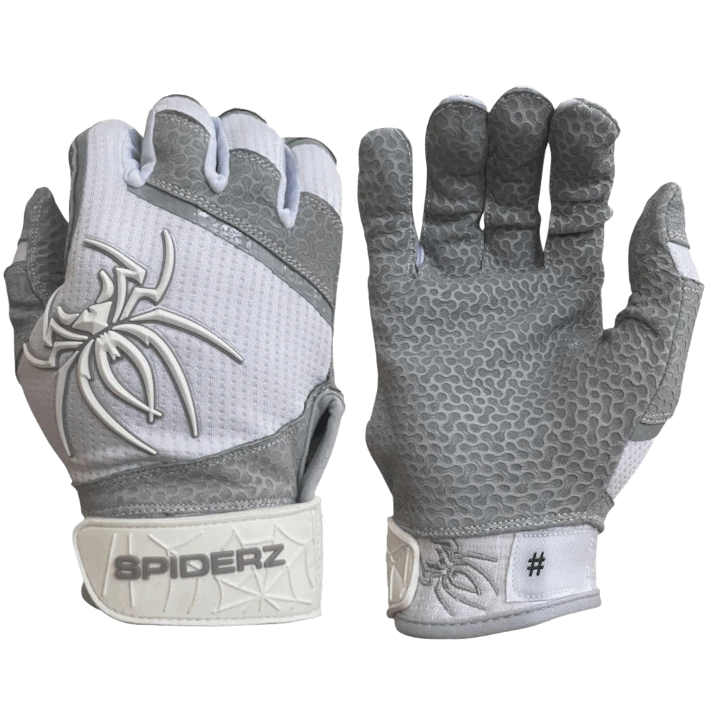 2022 Spiderz PRO Model Batting Gloves: White/Grey
