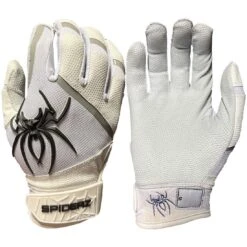 2023 Spiderz Pro Model Batting Gloves: White/Black/Silver