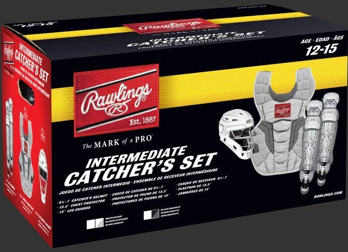 Rawlings Intermediate White/Silver VELO 2.0 Catcher's Gear Box Set: CSV2I-W/SIL - Image 2