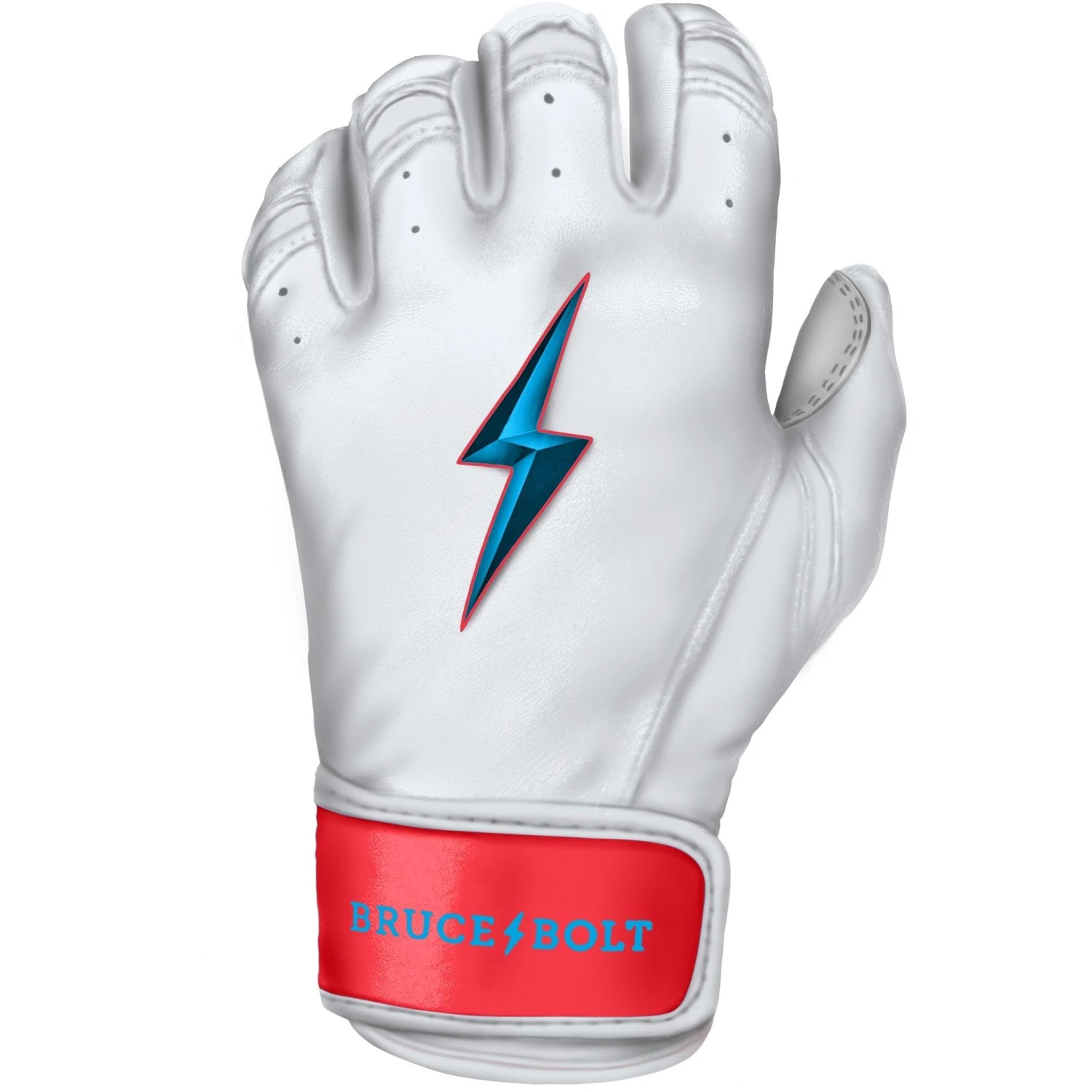 Bruce Bolt PREMIUM PRO BRINSON Series Short Cuff Batting Gloves: White - Image 2