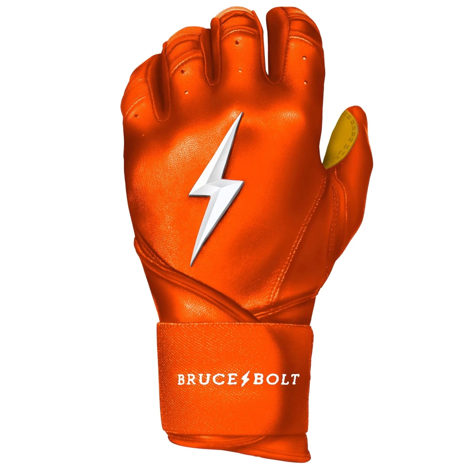 Bruce Bolt PREMIUM PRO Long Cuff Batting Gloves: Orange - Image 3
