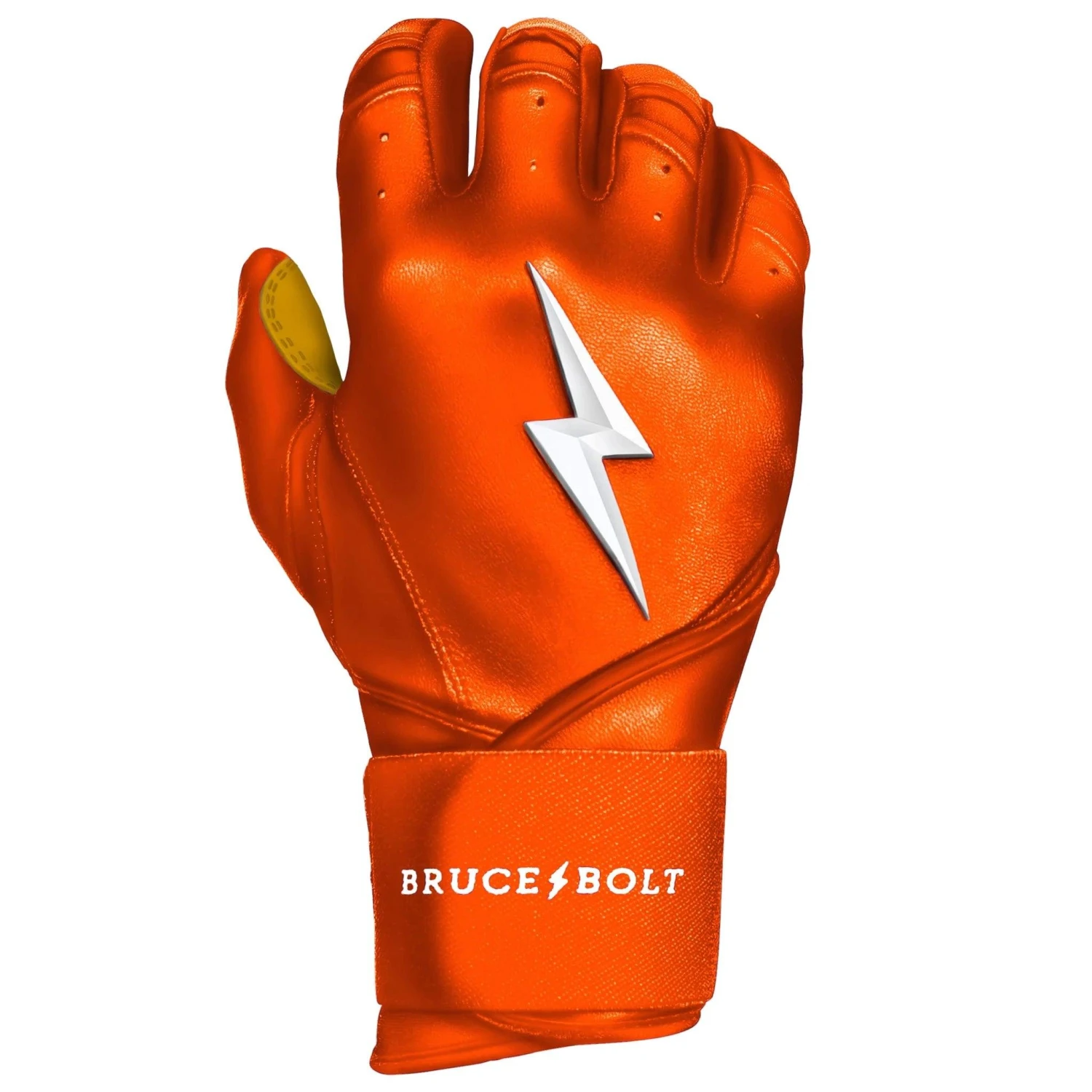 Bruce Bolt PREMIUM PRO Long Cuff Batting Gloves: Orange - Image 2
