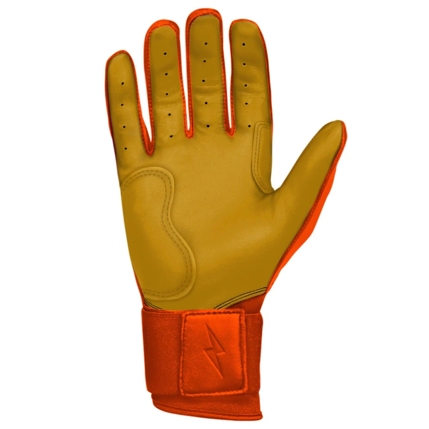 Bruce Bolt PREMIUM PRO Long Cuff Batting Gloves: Orange - Image 6