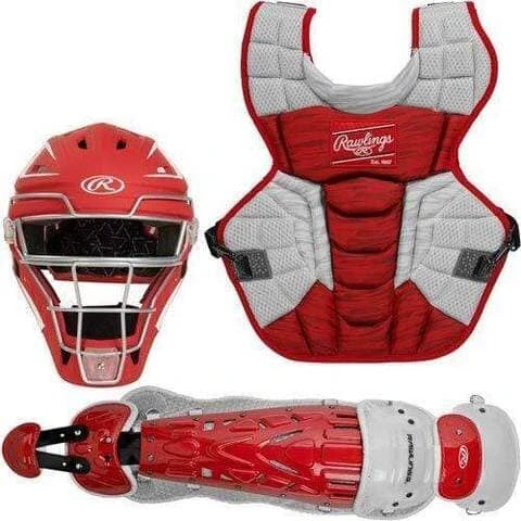 Rawlings Intermediate Scarlet/White VELO 2.0 Catcher's Gear Box Set: CSV2I-S/W